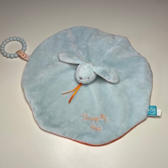 Manhattan Toy Hippity Hop Blue Bunny Lovey Baby Security Blanket Teether 11” - Picture 1 of 9